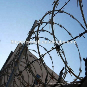 anti-climb galvanized razor wire BTO22 concertina wire roadblock razor barbed wire